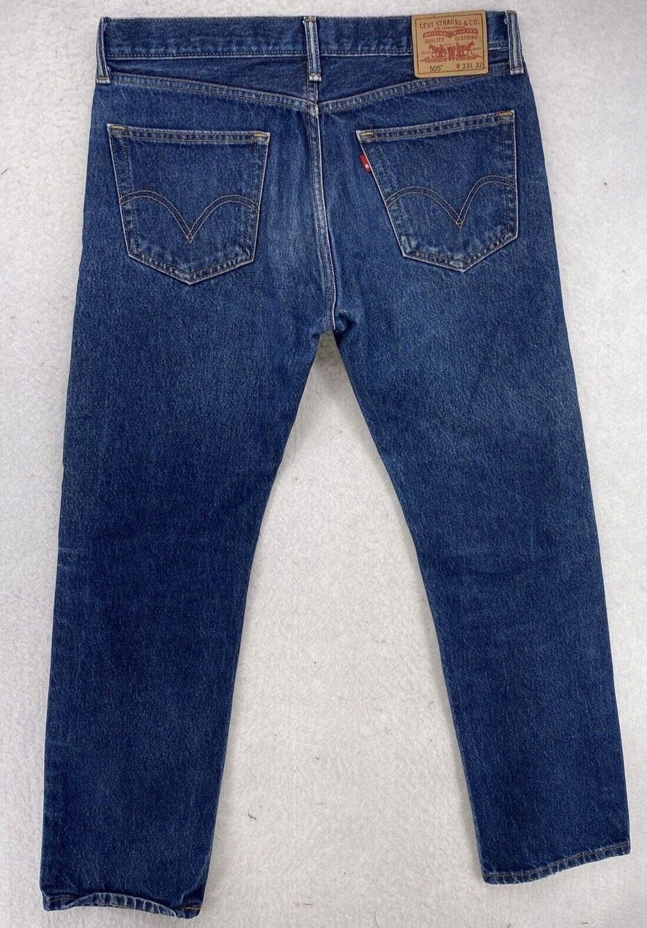 Levi's 505 Straight Fit Jeans Mens 33x32 Medium Wash Blue 100% Cotton Denim - Picture 13 of 15